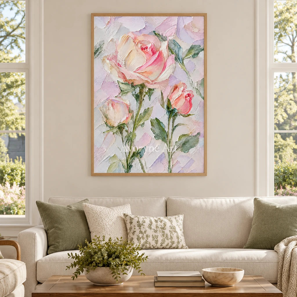 Rose Sonnet: Textured Pink Rose Floral Wall Art — villa wood