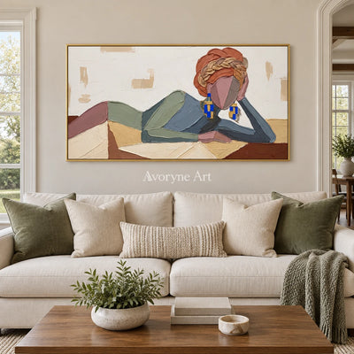 Verdant Prelude textured portrait wall art with a gold frame hanging in a living room