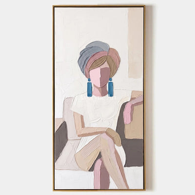 Verdant Story, hand-painted textured portrait wall art by Nadia Tan