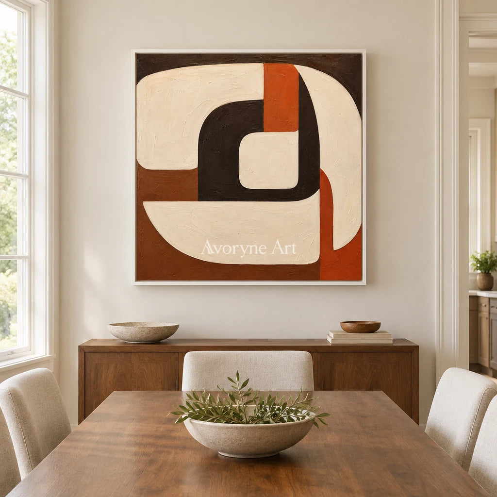 Sienna Circuit: Textured Rounded Geometric Wall Art — dining white