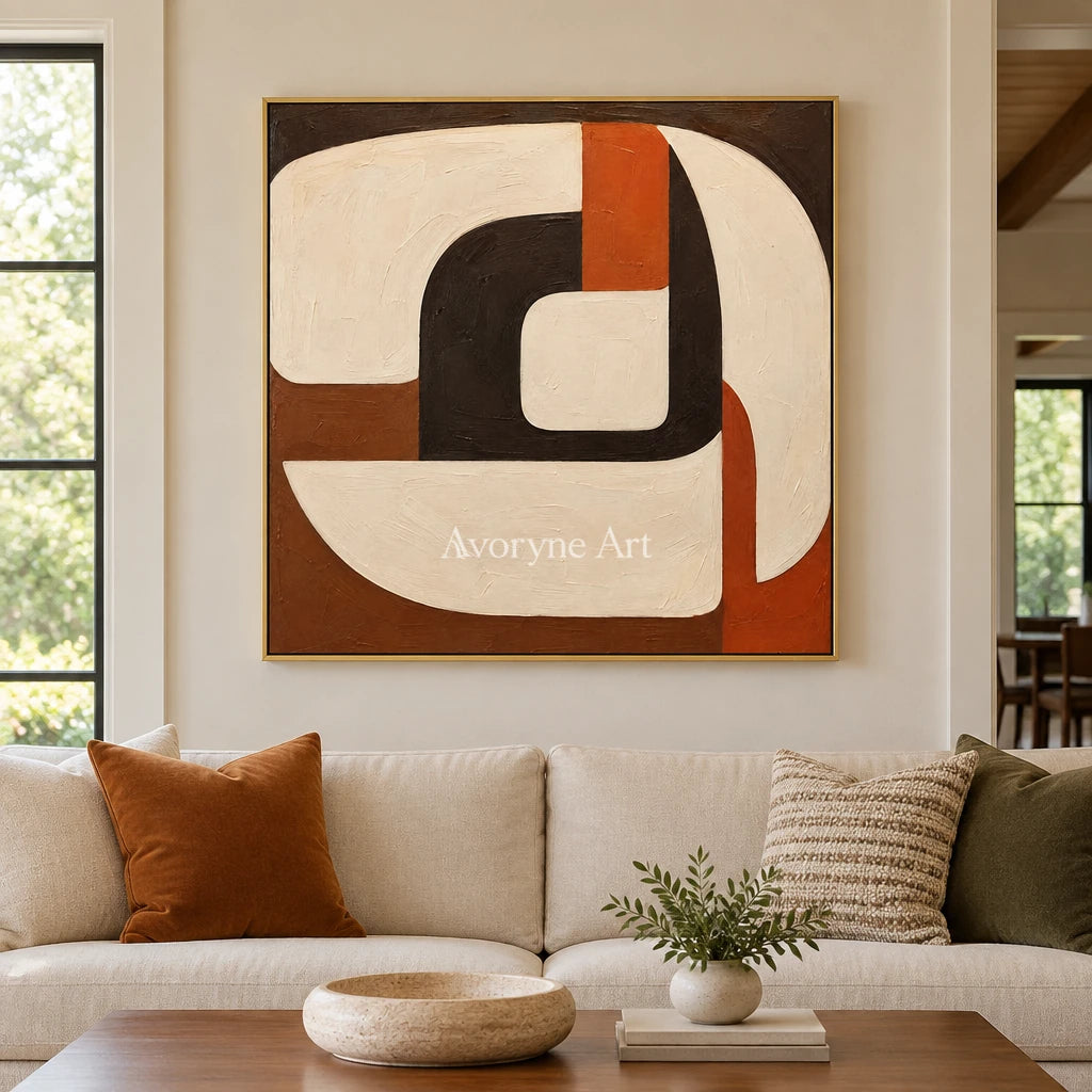 Sienna Circuit: Textured Rounded Geometric Wall Art — living gold