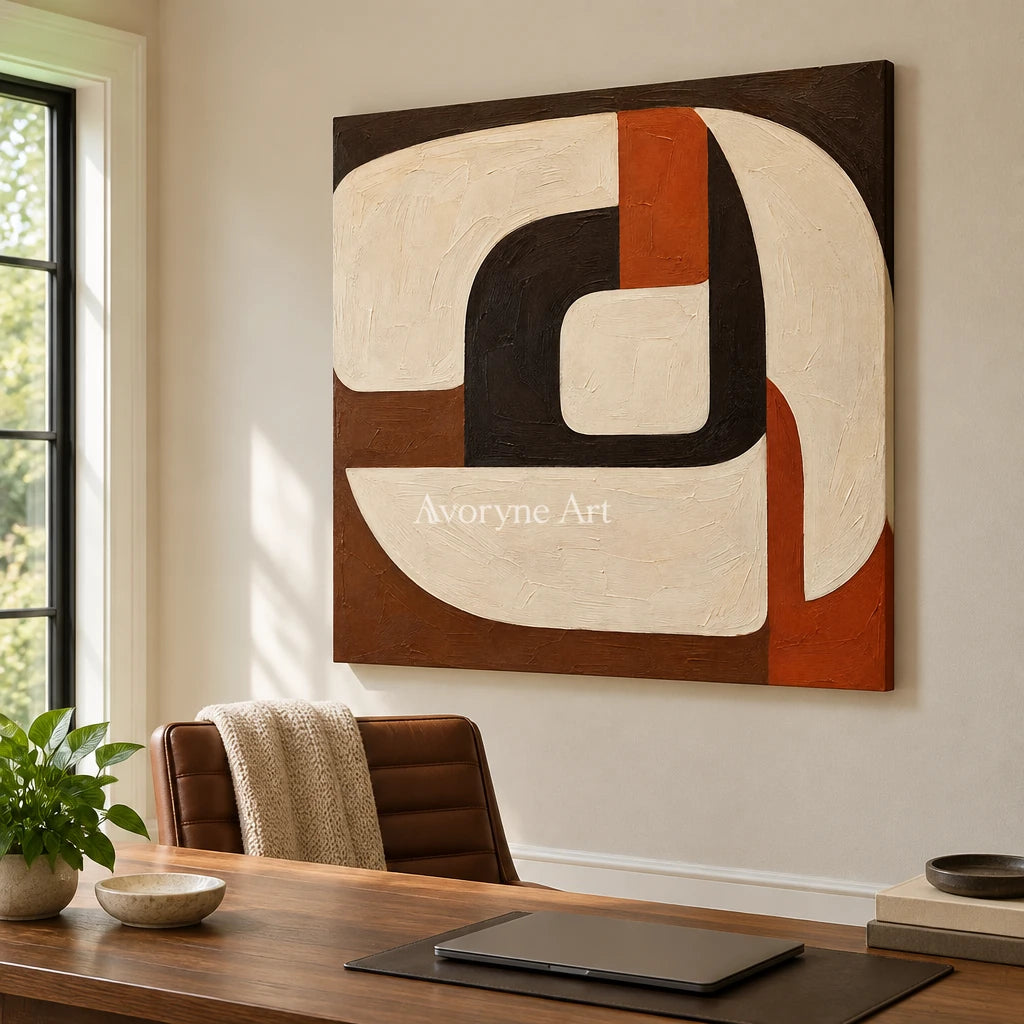 Sienna Circuit: Textured Rounded Geometric Wall Art — office frameless