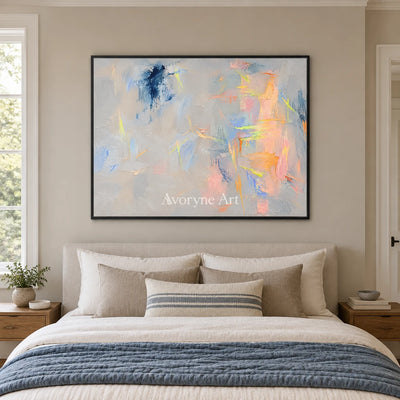 Pastel Traces: Textured Soft Gray Abstract Wall Art — bedroom black