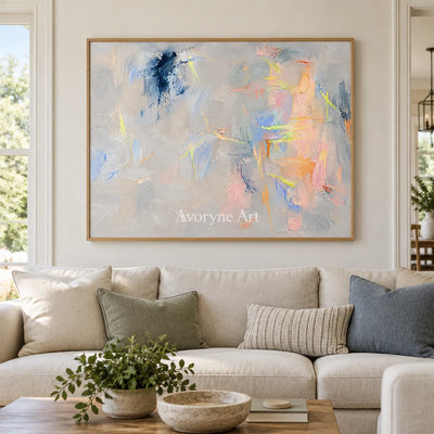 Pastel Traces: Textured Soft Gray Abstract Wall Art — villa wood
