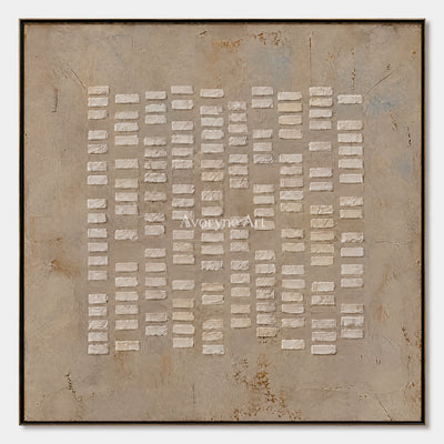 Linen Marks: Textured Wabi-Sabi Beige Relief Wall Art — primary