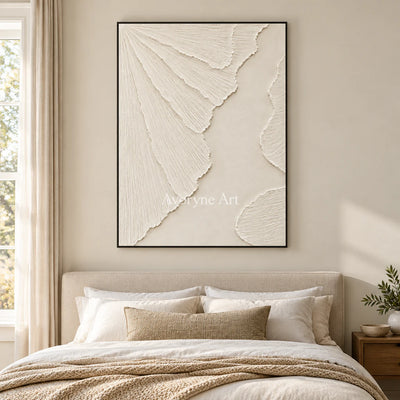 Ivory Fanways: Textured White Grooved Relief Wall Art — bedroom black