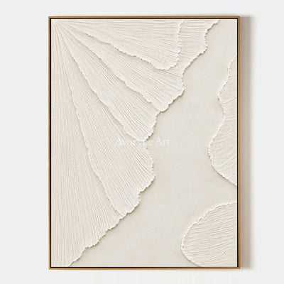 Ivory Fanways: Textured White Grooved Relief Wall Art — primary