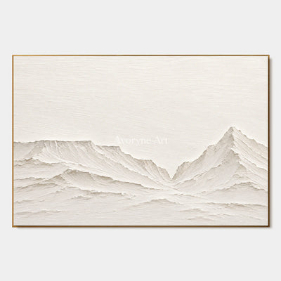 Pale Divide: Textured White Mountain Relief Wall Art — primary