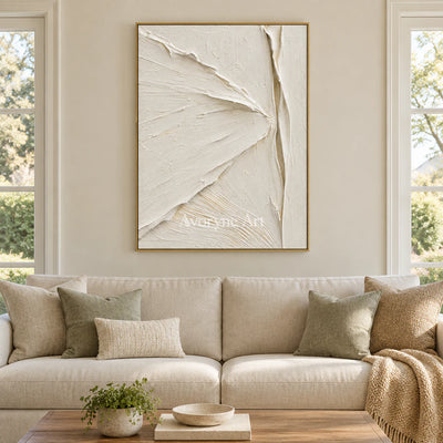 Ivory Planes: Textured White Sculptural Relief Wall Art — living gold