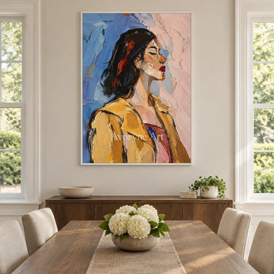 Marigold Reverie: Textured Yellow Portrait Wall Art — dining white