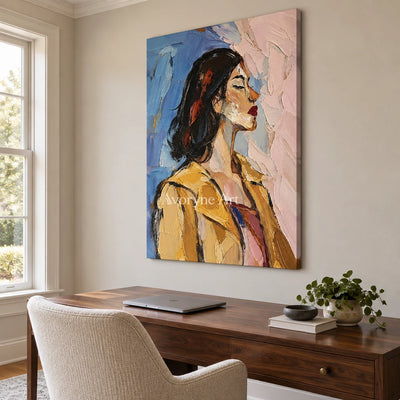 Marigold Reverie: Textured Yellow Portrait Wall Art — office frameless
