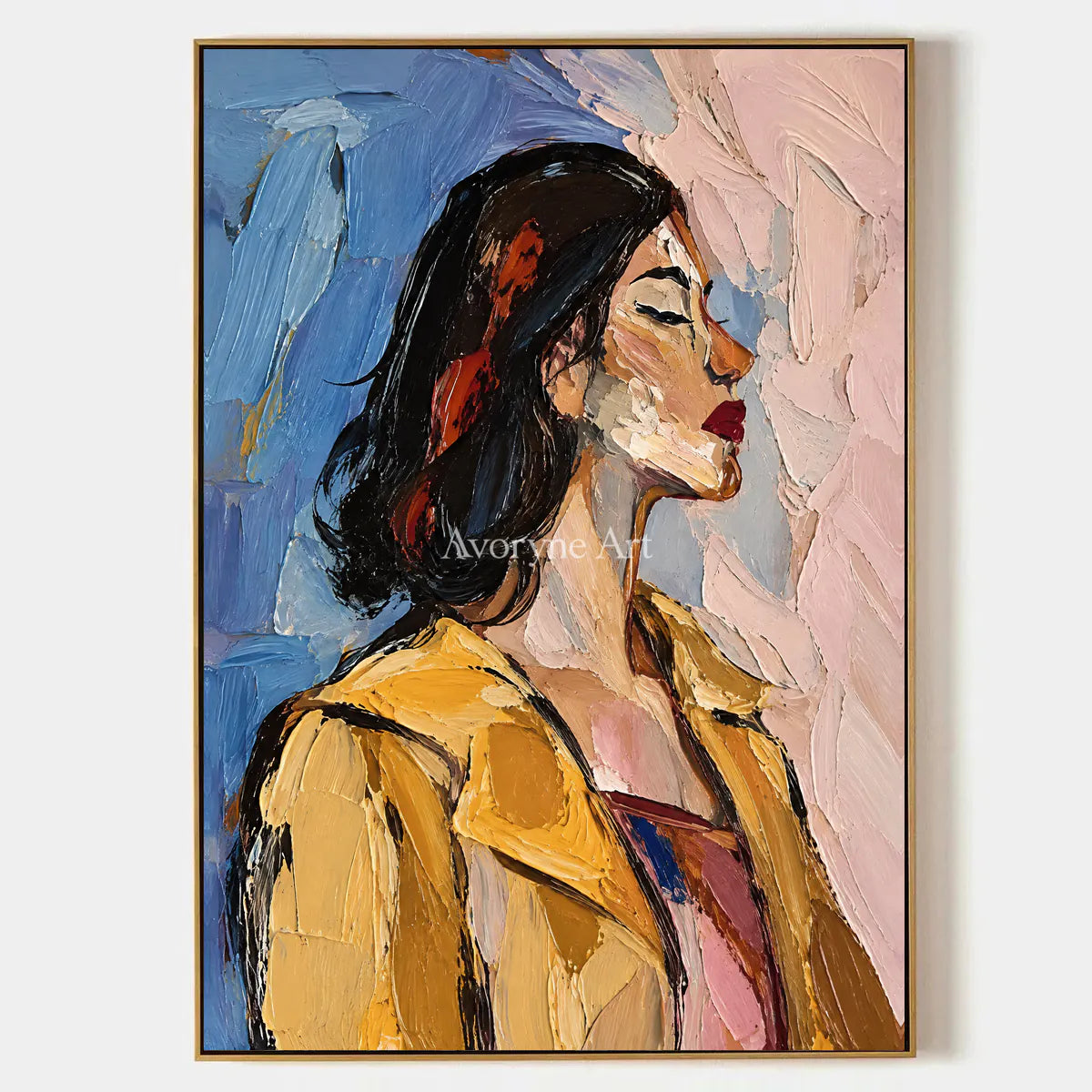 Marigold Reverie: Textured Yellow Portrait Wall Art — primary