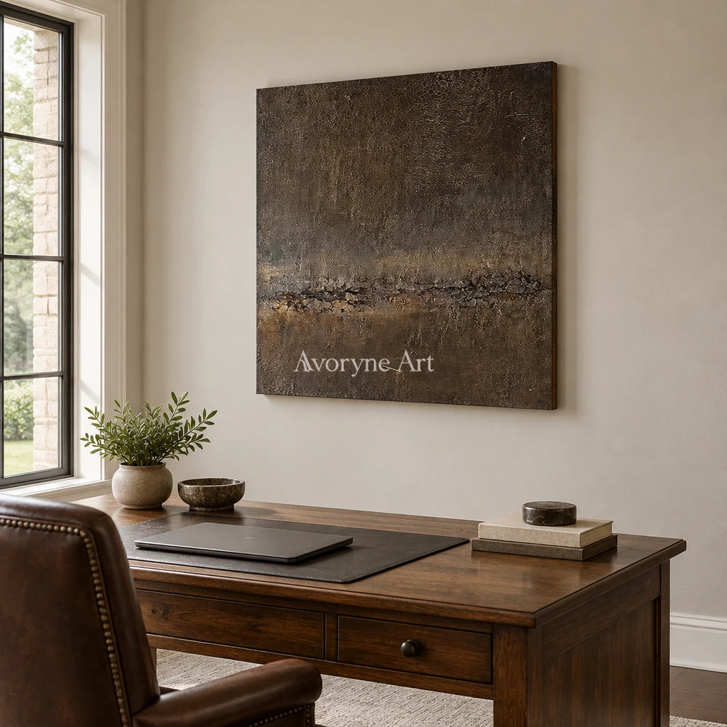Aster Stillness: Umber Fissure Texture — office frameless