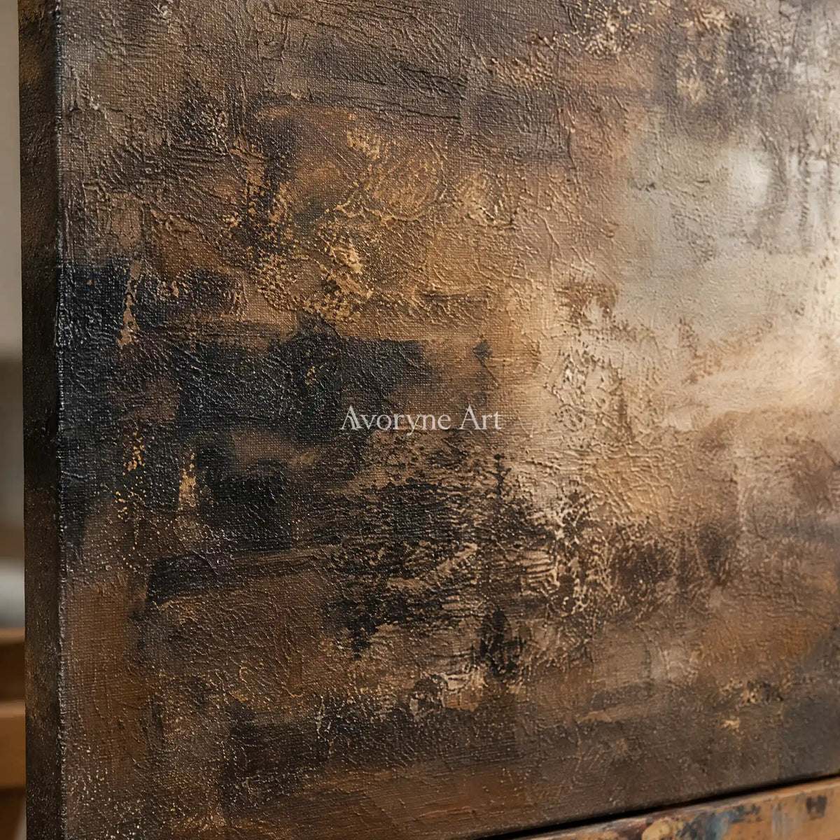 Aster Terrace: Umber Glow Abstract — detail easel