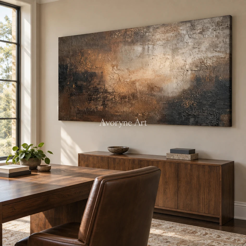 Aster Terrace: Umber Glow Abstract — office frameless