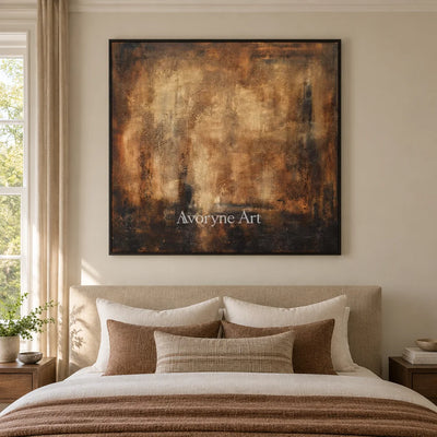 Aster Cove: Umber Glow Abstract — bedroom black