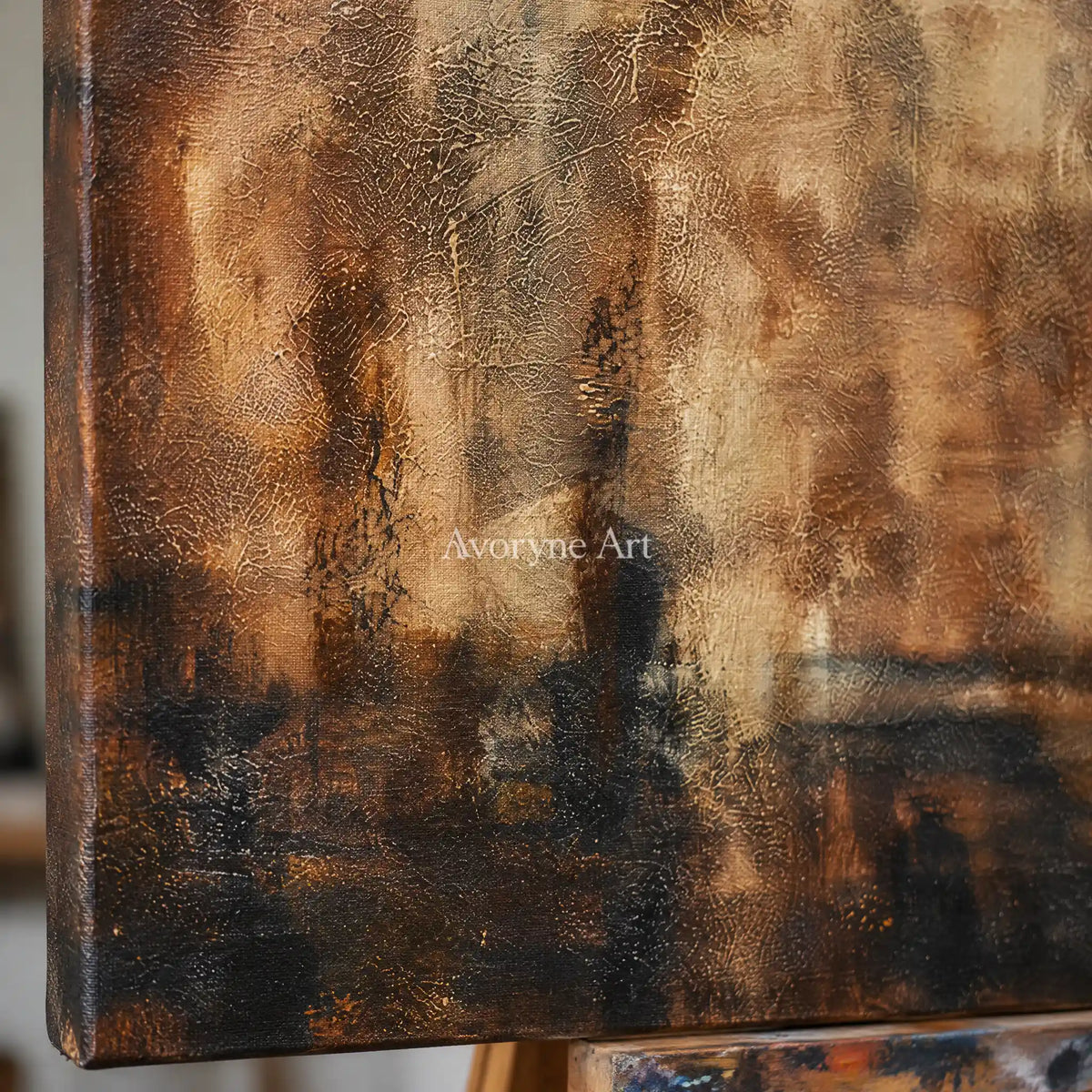 Aster Cove: Umber Glow Abstract — detail easel