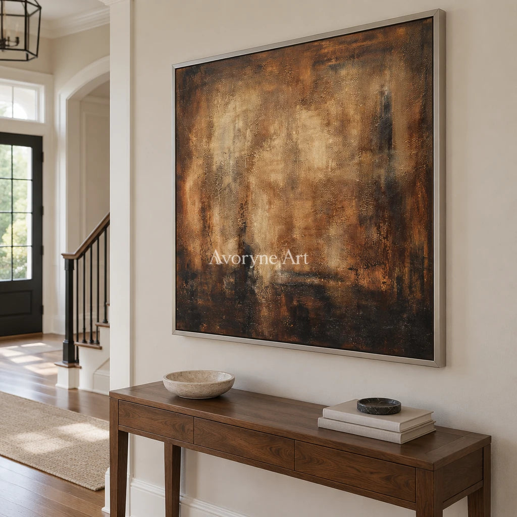 Aster Cove: Umber Glow Abstract — entry silver