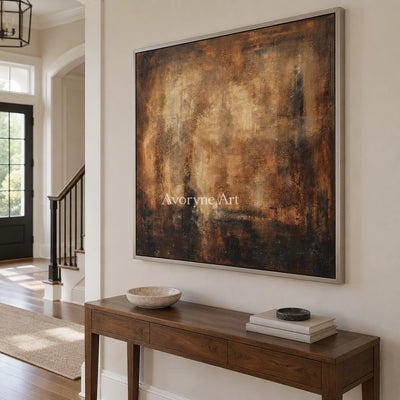 Aster Cove: Umber Glow Abstract — entry silver