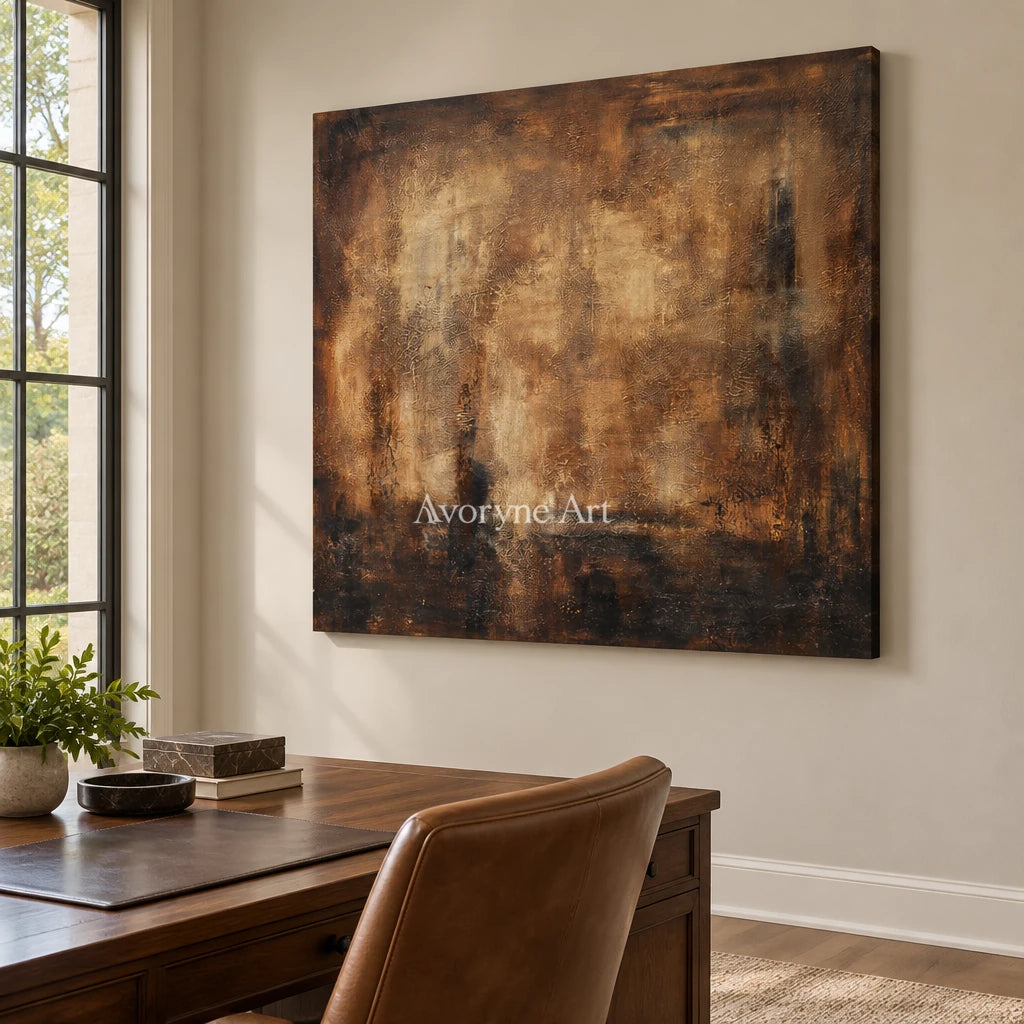 Aster Cove: Umber Glow Abstract — office frameless