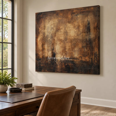 Aster Cove: Umber Glow Abstract — office frameless