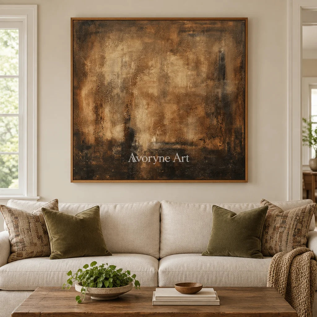 Aster Cove: Umber Glow Abstract — villa wood