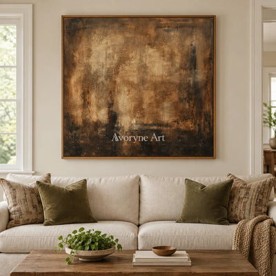Aster Cove: Umber Glow Abstract — villa wood