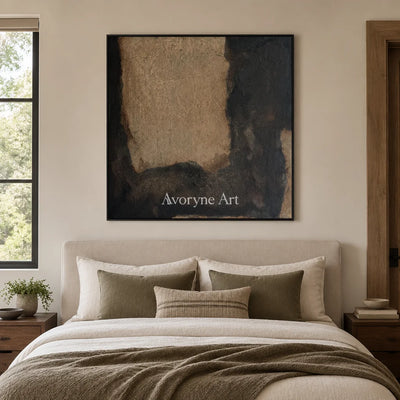 Aster Branch: Umber Glow Abstract — bedroom black