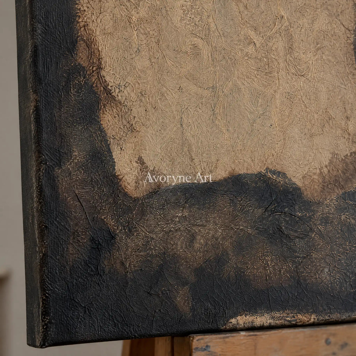 Aster Branch: Umber Glow Abstract — detail easel