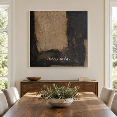 Aster Branch: Umber Glow Abstract — dining white
