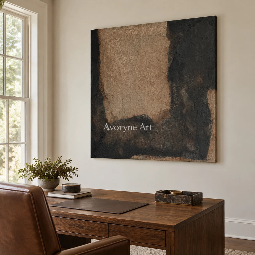 Aster Branch: Umber Glow Abstract — office frameless