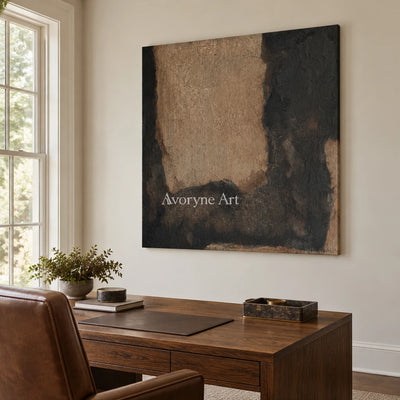 Aster Branch: Umber Glow Abstract — office frameless