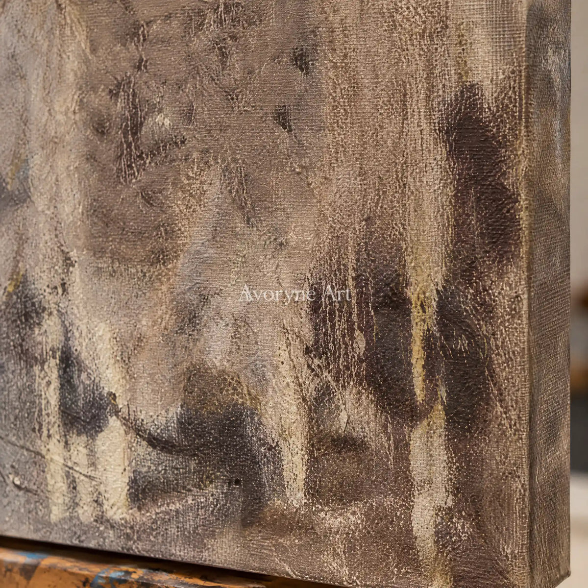 Aster Seed: Umber Glow Abstract — detail easel