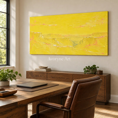 Tender Echo vivid landscape wall art as a frameless stretched canvas in a home office
