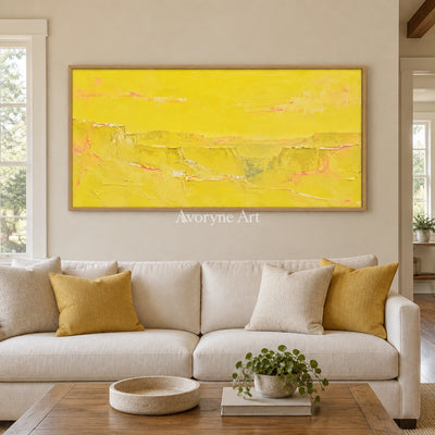 Tender Echo vivid landscape wall art with a wood frame in a villa living space