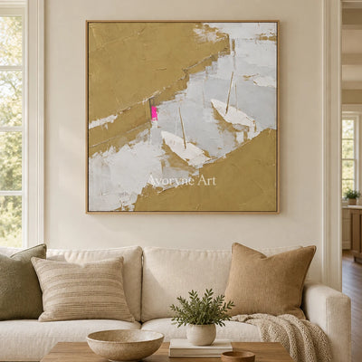 Tender Current vivid landscape wall art with a wood frame in a villa living space