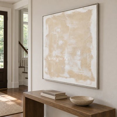 Sand Whisper: Wabi-Sabi Beige Abstract Wall Art — entry silver