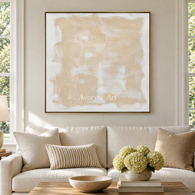 Sand Whisper: Wabi-Sabi Beige Abstract Wall Art — living gold