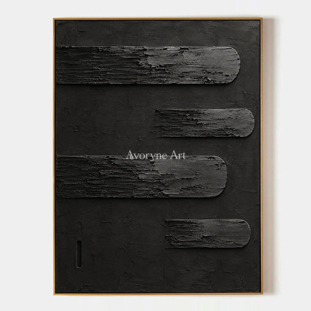 Dark Intervals: Wabi-Sabi Black Textured Relief Wall Art — primary