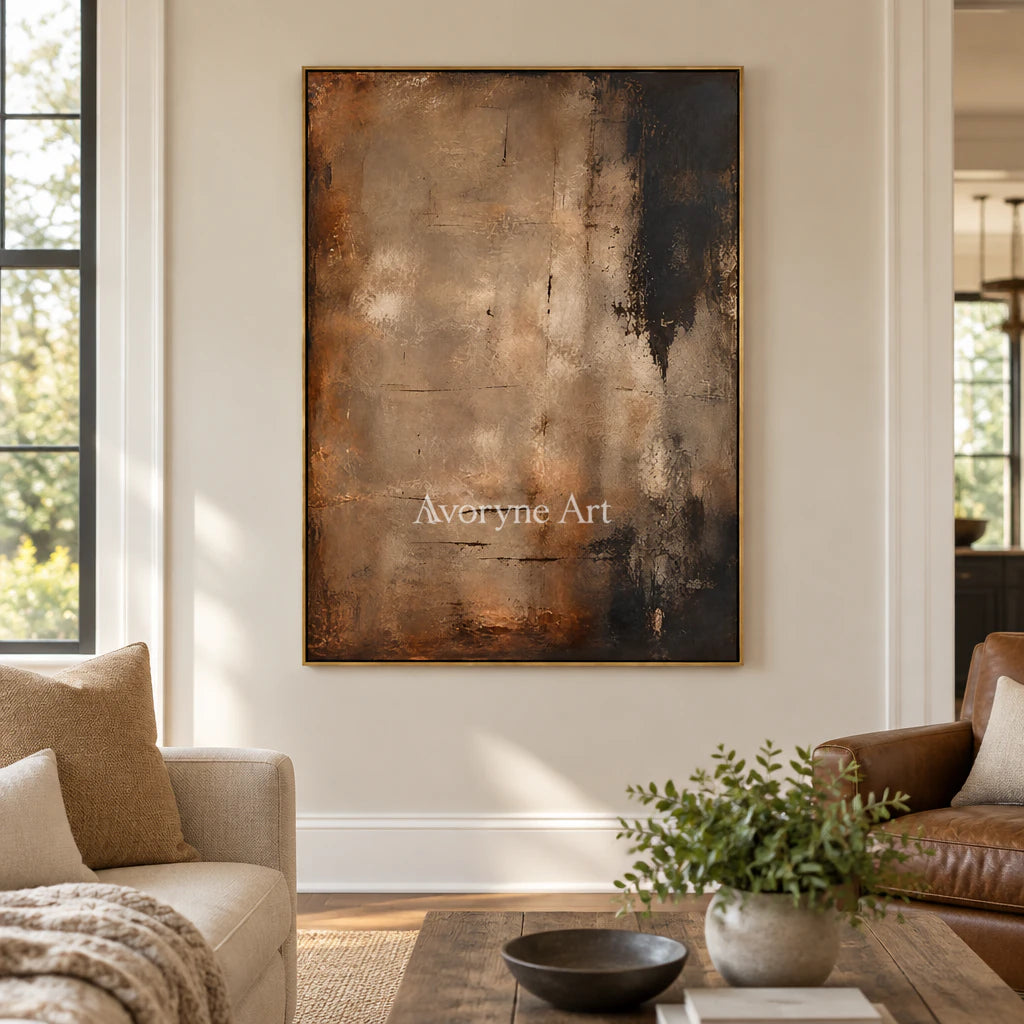 Umber Silence: Wabi-Sabi Brown Abstract Wall Art — living gold