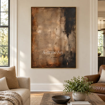 Umber Silence: Wabi-Sabi Brown Abstract Wall Art — living gold