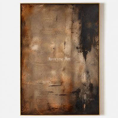 Umber Silence: Wabi-Sabi Brown Abstract Wall Art — primary