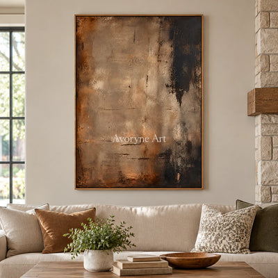 Umber Silence: Wabi-Sabi Brown Abstract Wall Art — villa wood