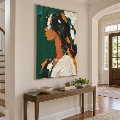 Amber Profile: Warm Female Portrait Wall Art — entry silver