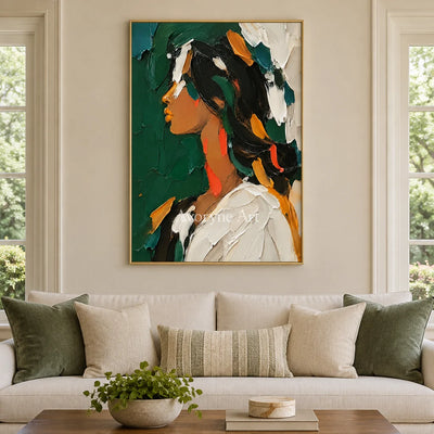 Amber Profile: Warm Female Portrait Wall Art — living gold
