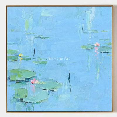Tender Gesture, hand-painted water lily wall art by Maeve Callahan