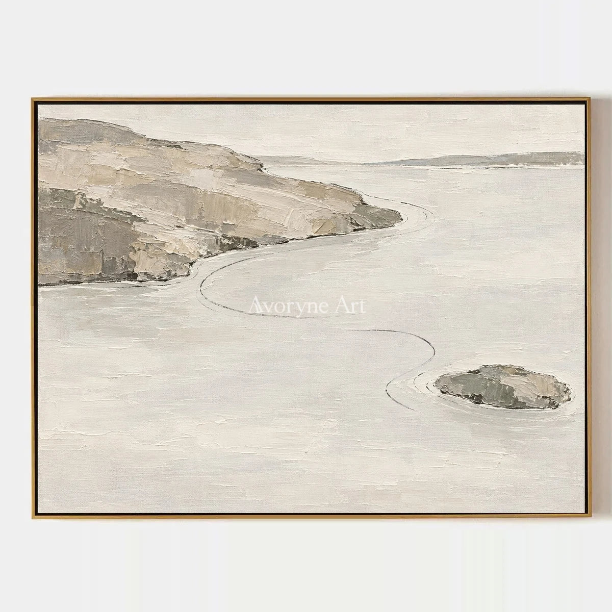 Still Solace, hand-painted waterside landscape wall art by Ingrid Solberg