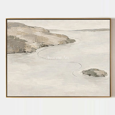 Still Solace, hand-painted waterside landscape wall art by Ingrid Solberg