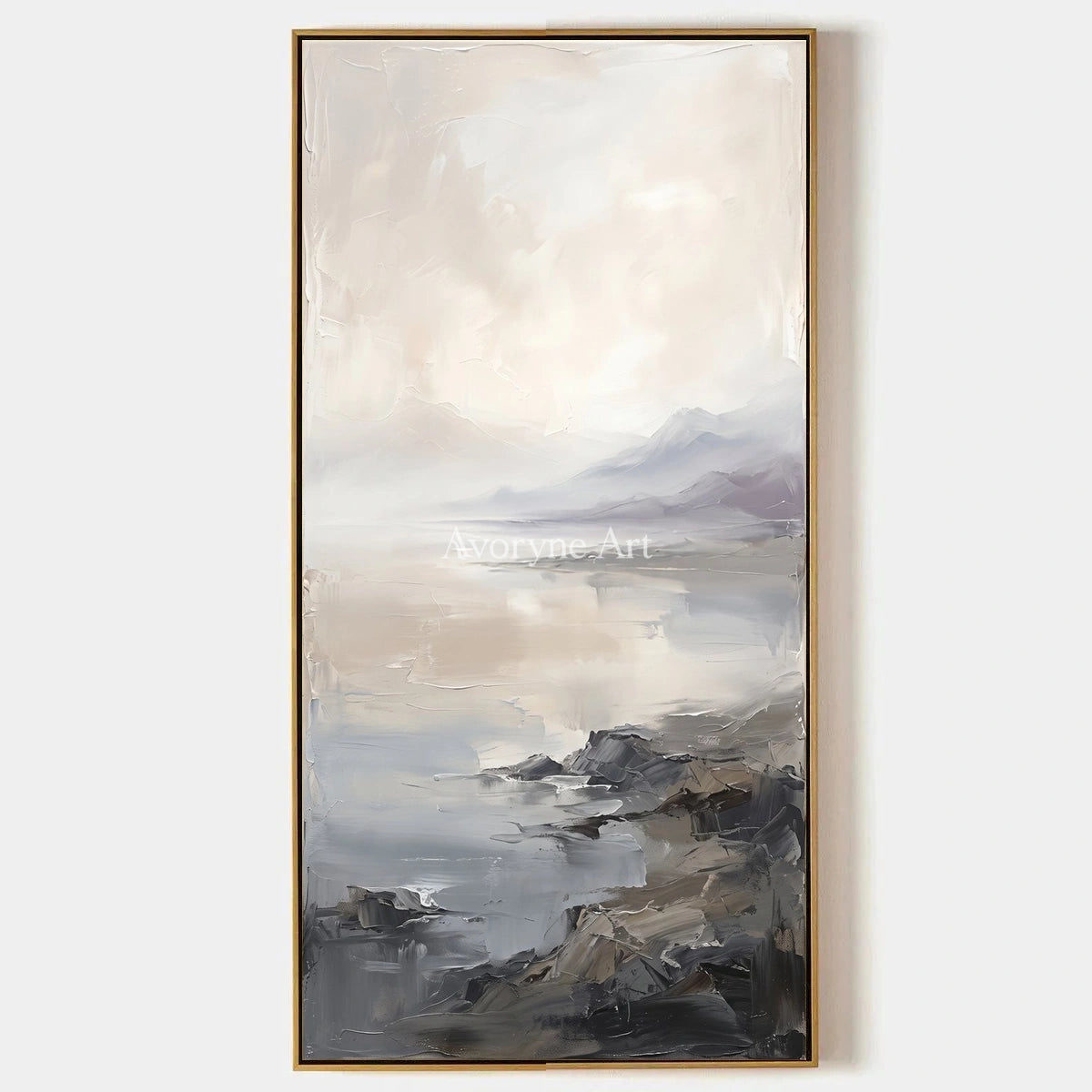 Winding Vista, hand-painted waterside landscape wall art by Ingrid Solberg