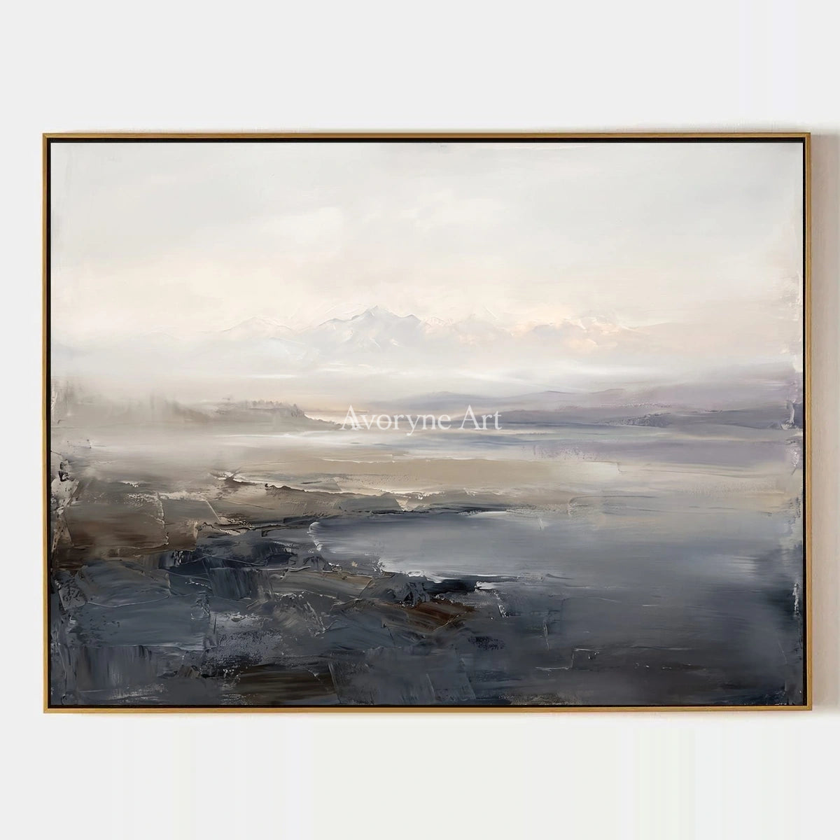 Winding Current, hand-painted waterside landscape wall art by Ingrid Solberg